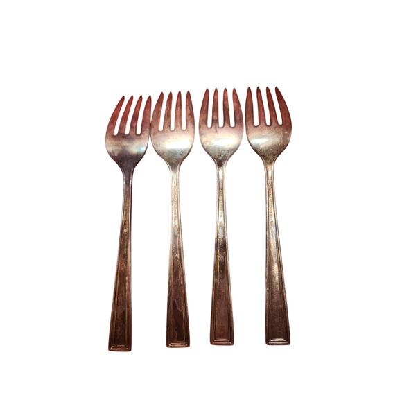 National Silver Co Calvalcade Salad Forks Set of 4 Silverplate 6" 1946 Vintage - Picture 6 of 8